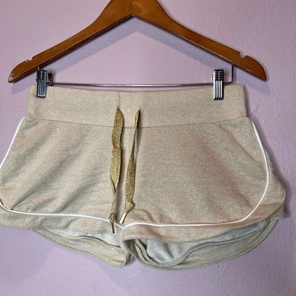 Guess short shorts metallic gold texture Rhinestone on back